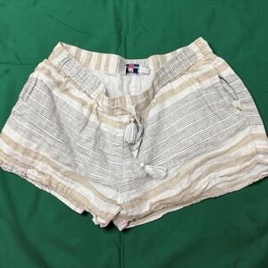 Vineyard Vines Cream and Beige Linen Striped Shorts Size Medium